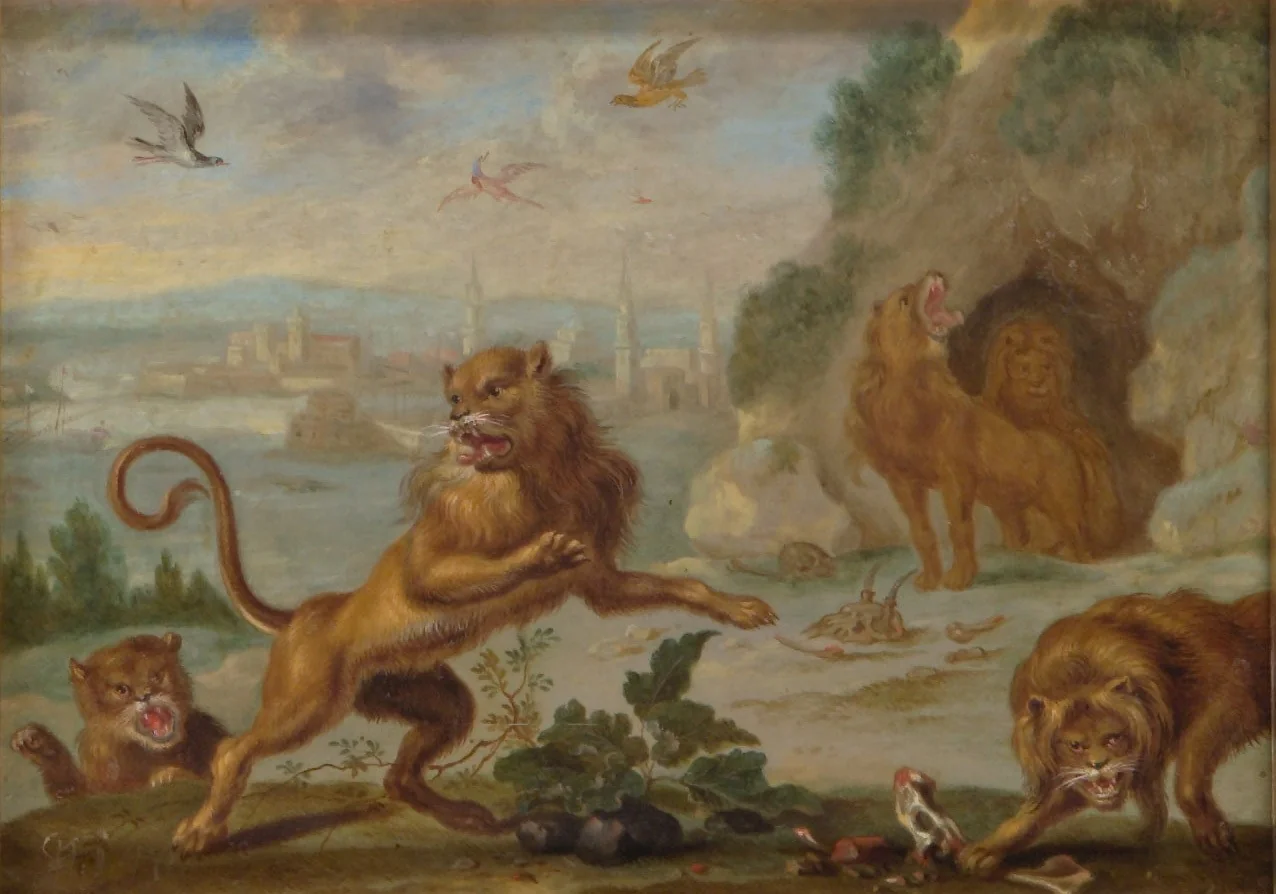 Ansichten aus den vier Weltteilen mit Szenen von Tieren: Tripolis, detail