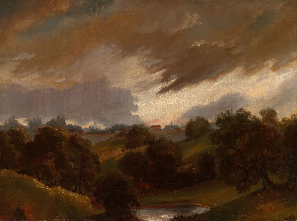 Hampstead, Stormy Sky, by John Constable, oil, 1814