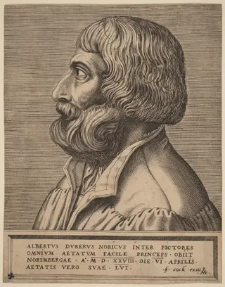 Albrecht Durer, by Pieter van der Heyden, ink, 1554