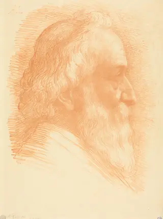 Self-Portrait, 10th plate, by Alphonse Legros, ink, 1905