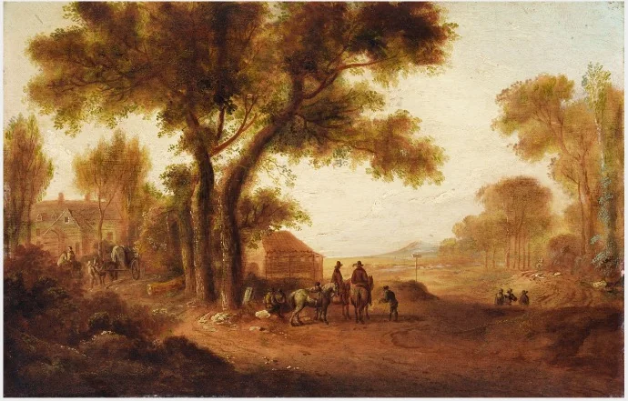 An Inn Scene in a Landscape, detail