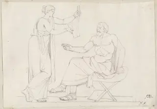 Socrates and Diotime, by Jacques-Louis David, graphite, 1778