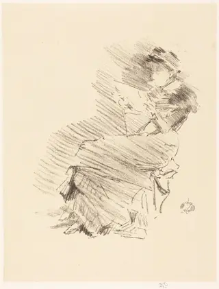 Reading, by James McNeill Whistler, ink, 1883