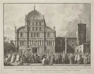 Visit of the Doge to San Zaccaria on Easter Day, by Giovanni Battista Brustolon, ink, 1764