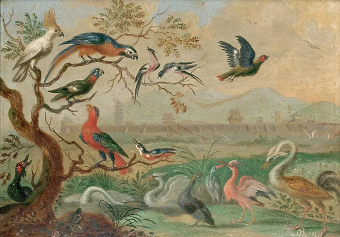 Ansichten aus den vier Weltteilen mit Szenen von Tieren: Peking, detail