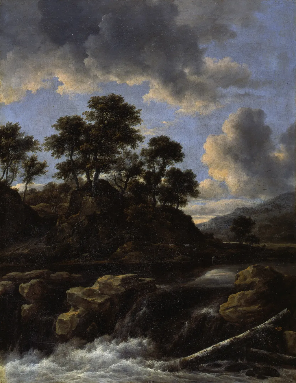 Waterfall at sunset, by Jacob van Ruisdael, oil, 1660