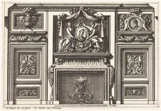 Fireplaces and Other Interior Decorations, by Jean Lepautre, ink, 1650