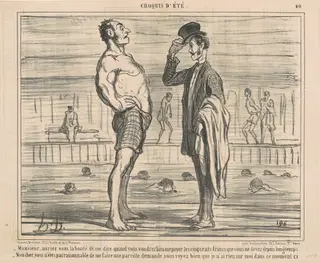 Monsieur, Auriez-vous la bonté de me dire ..., by Honoré Daumier, ink, 1858