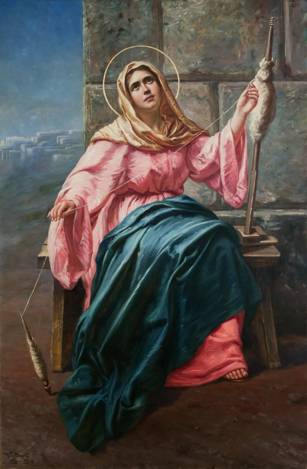 Our Lady the Spinner, by Feliks Cichocki, oil, 1899