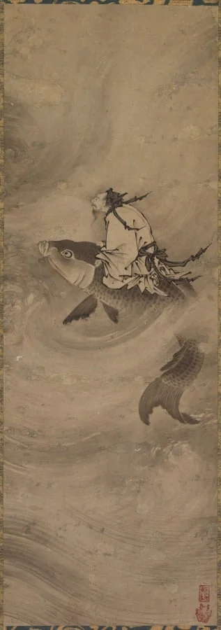 Immortal Riding on a Carp, detail