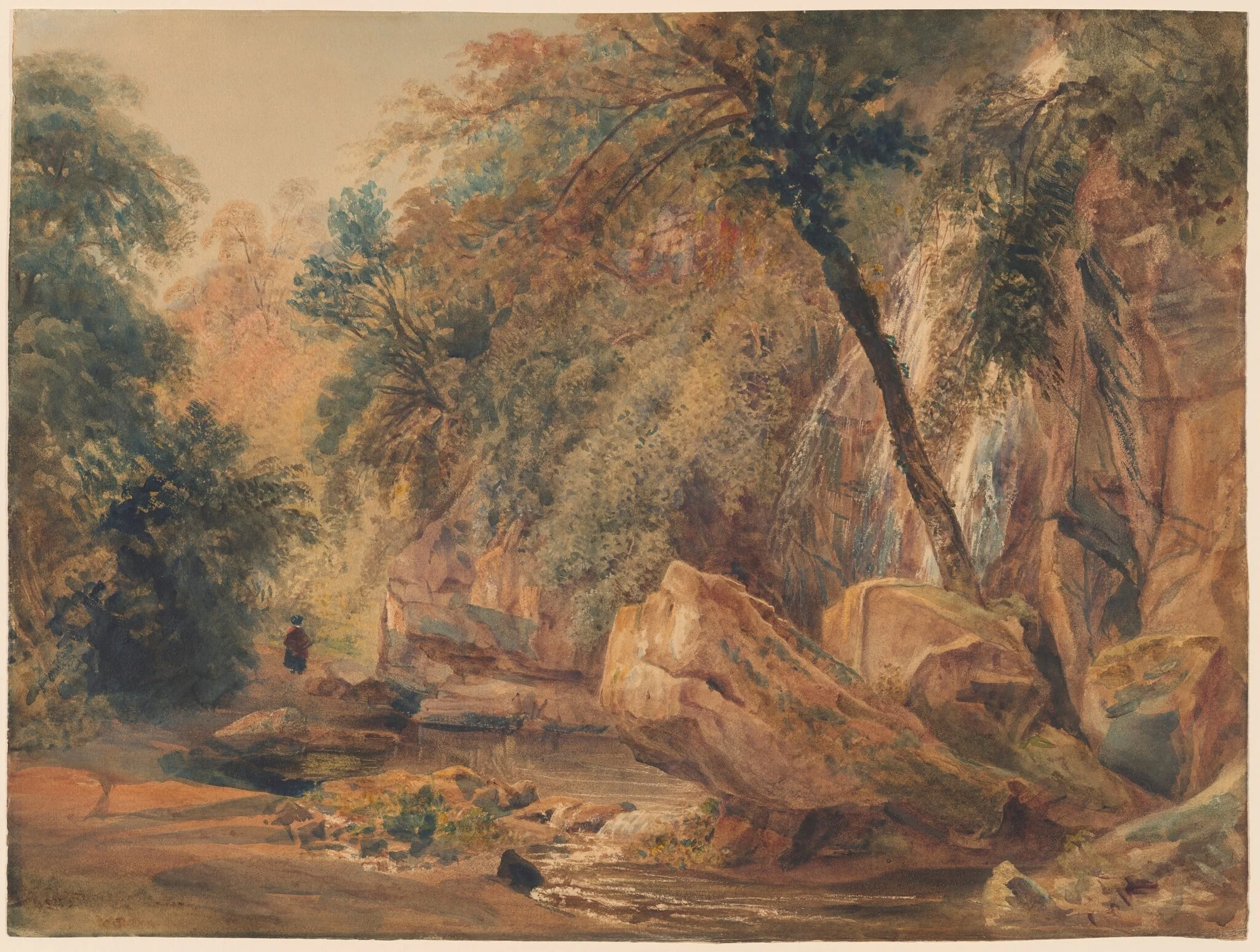 Waterfall in the Dingle at Badger Hall, detail