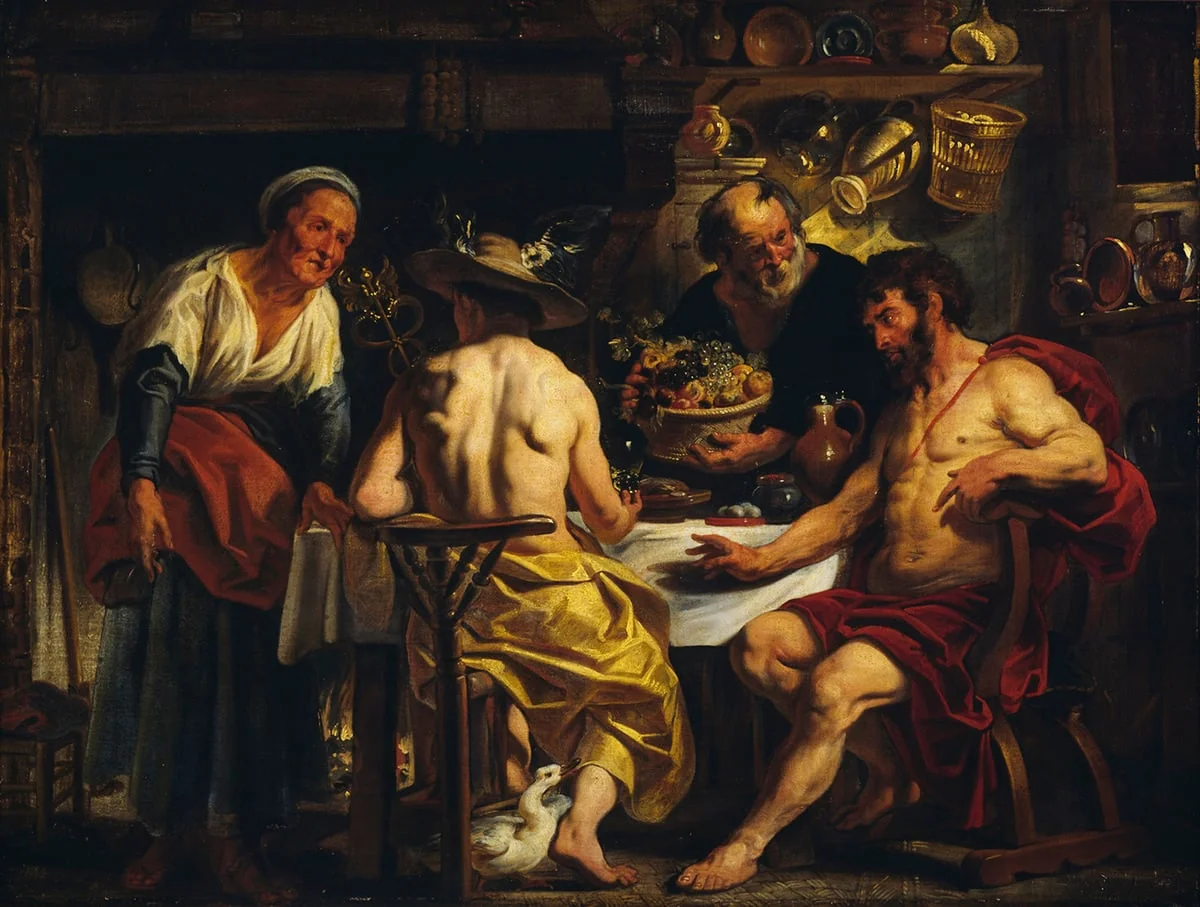 Jupiter ja Merkurius Filemonin ja Bauciin vieraina, detail