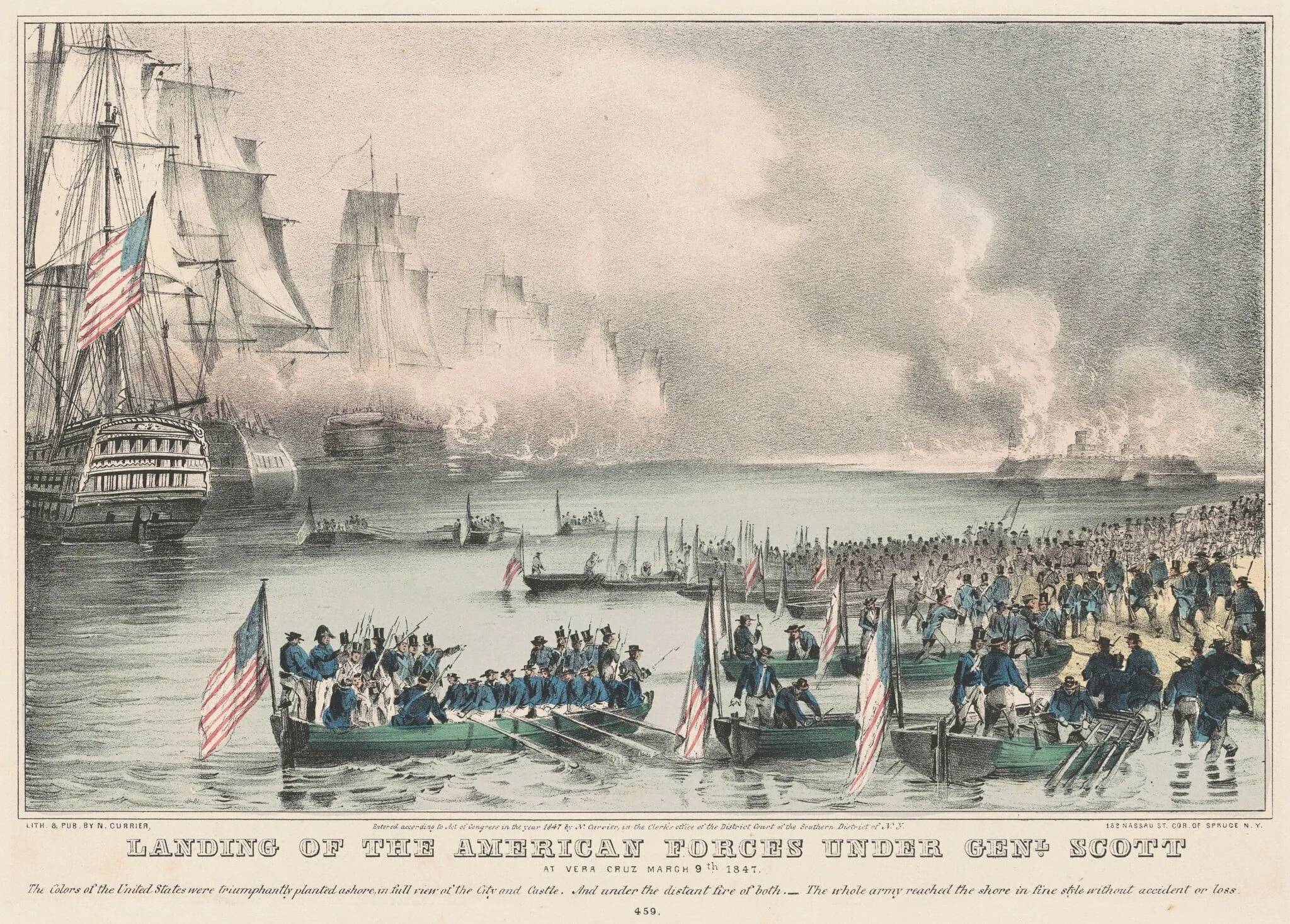 Landing of the American Forces under Genl. Scott: At Vera Cruz March 9th 1847, detail
