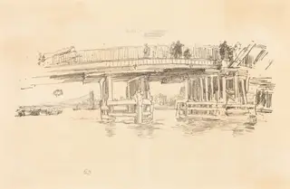 Old Battersea Bridge, by James McNeill Whistler, ink, 1883