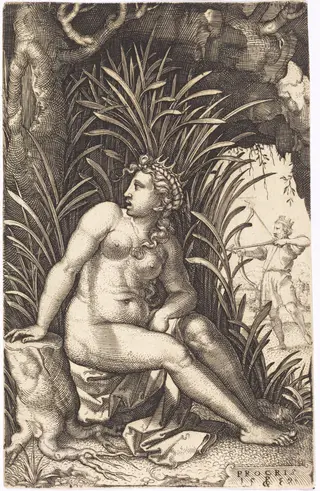 Procris, by Georg Pencz, ink, 1539