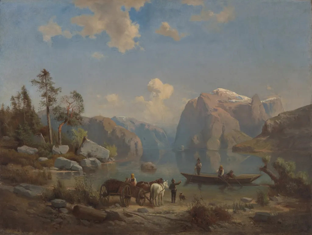 Mountain Landscape with a Lake, by Aleksander Kotsis, oil, 1860