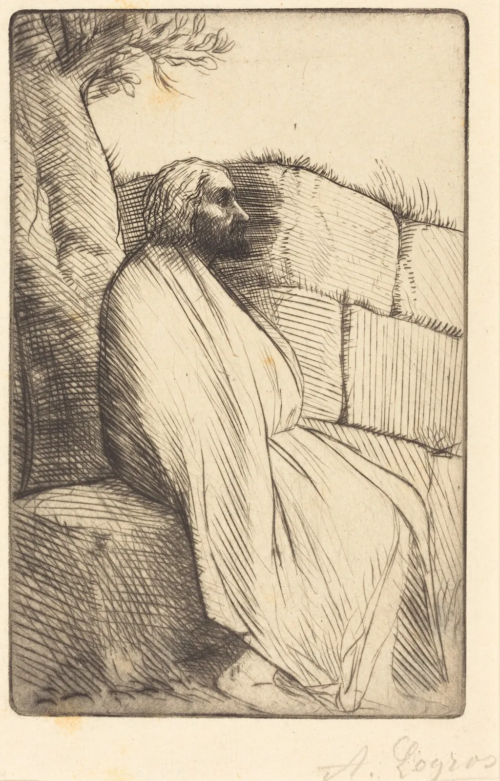Philosopher (Le philosophe), by Alphonse Legros, ink, 1874