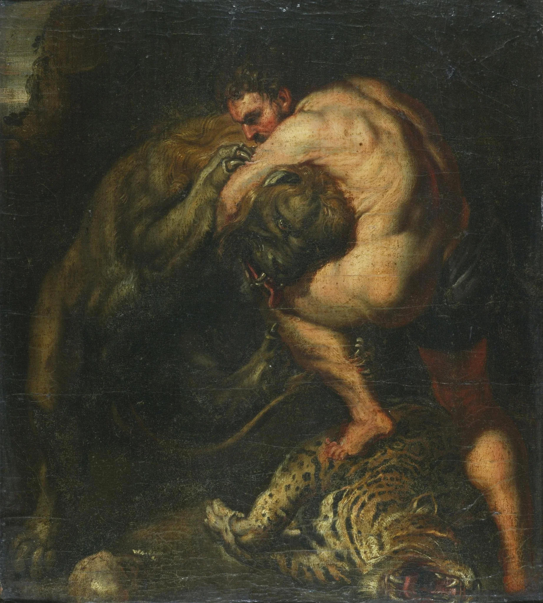 Hercules and the Nemean lion, detail