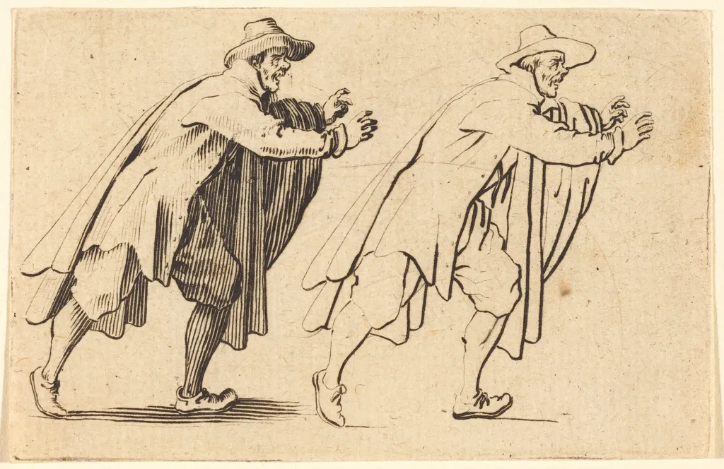 Man Moving Abruptly, by Jacques Callot, ink, 1622