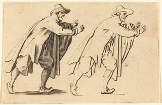 Man Moving Abruptly, by Jacques Callot, ink, 1622