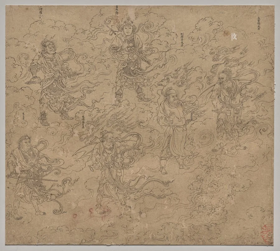 Album of Daoist and Buddhist Themes: Procession of Daoist Deities: Leaf 19, detail