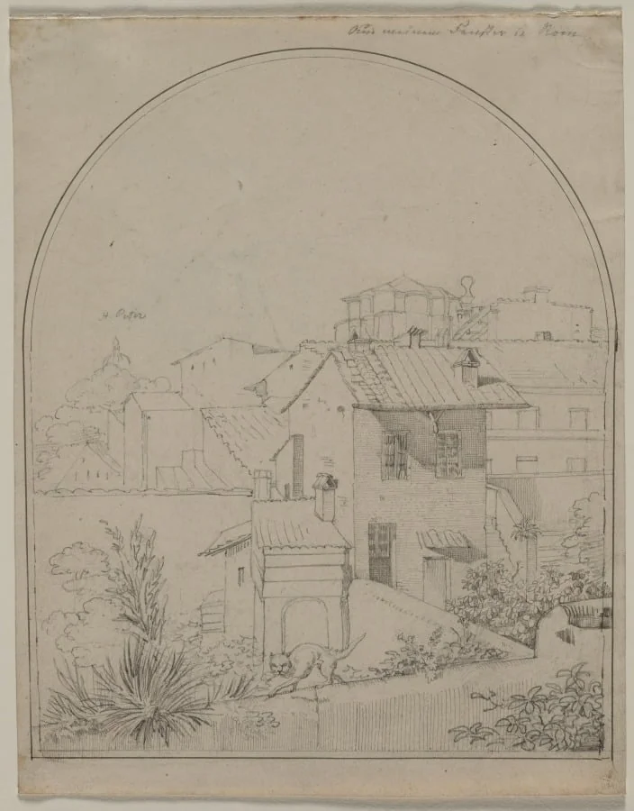 View from My Window in Rome (recto), detail