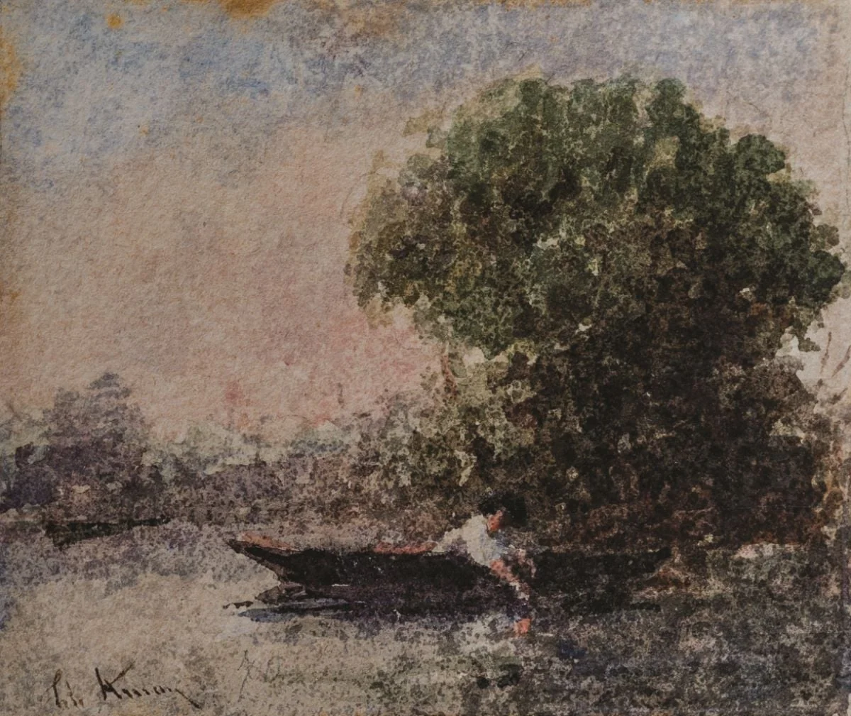 Luntraș pescuind cu undița, detail