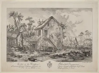 Farmyard, by Jean-Pierre-Louis-Laurent Hoüel, ink, 1759