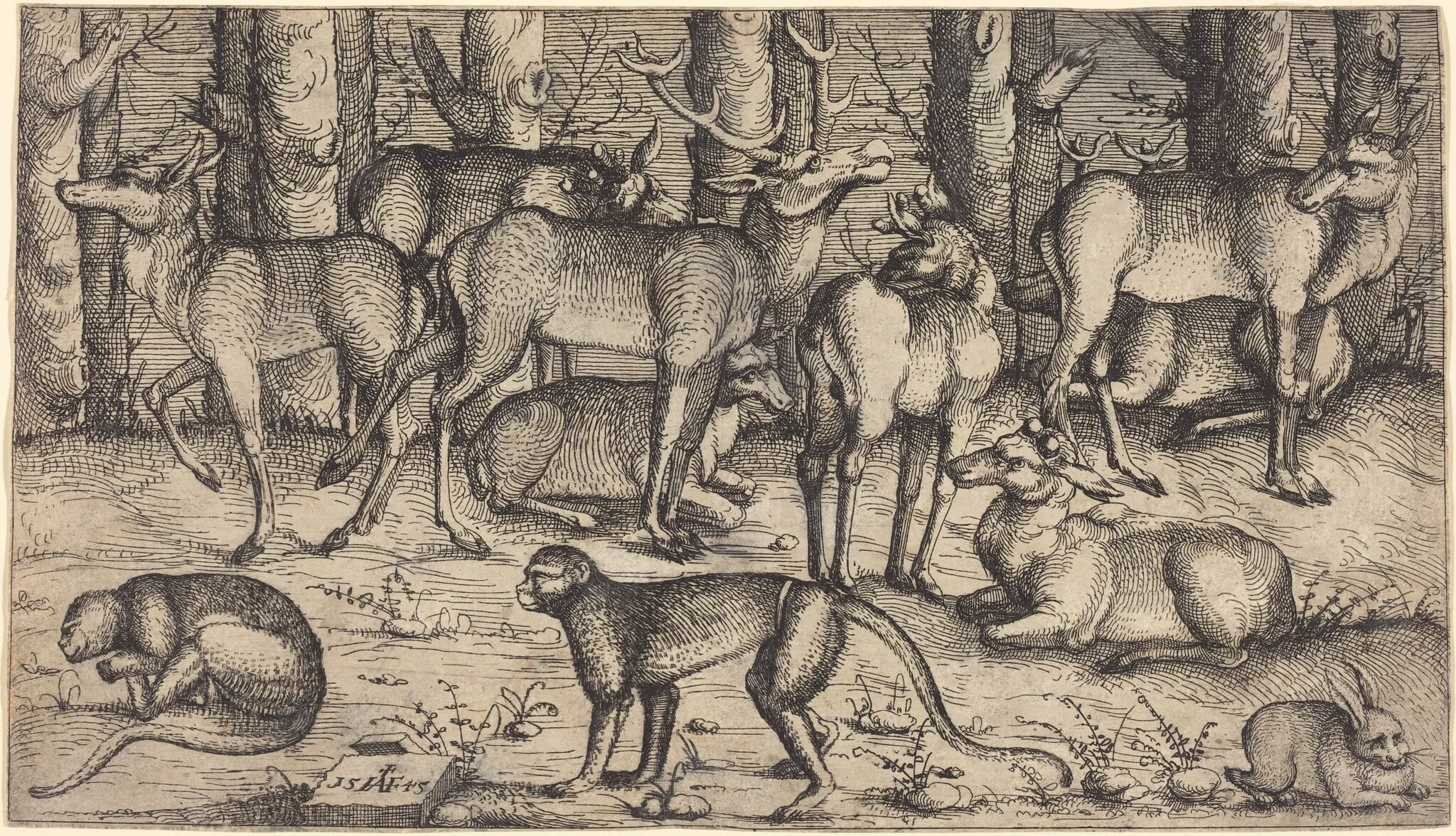 Stags in the Forest, detail