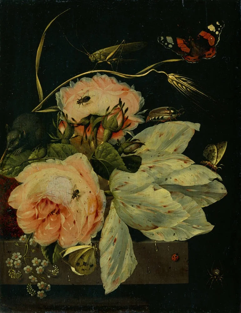 Flower piece with butterflies, detail