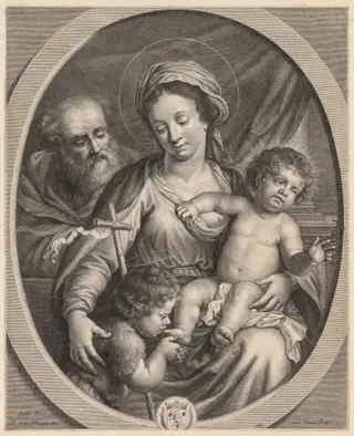 Holy Family and S. John, by Pierre Louis van Schuppen, 1675