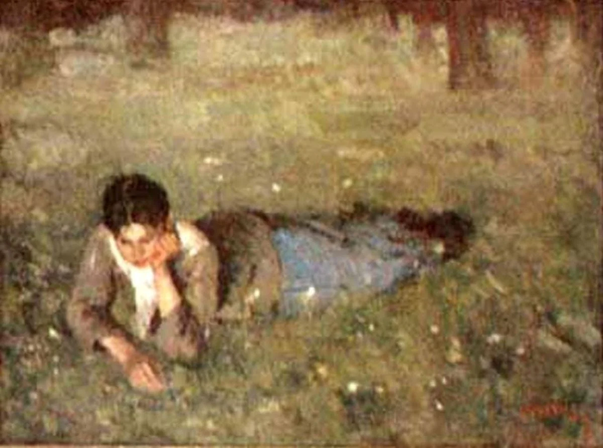 Fată în iarbă, detail