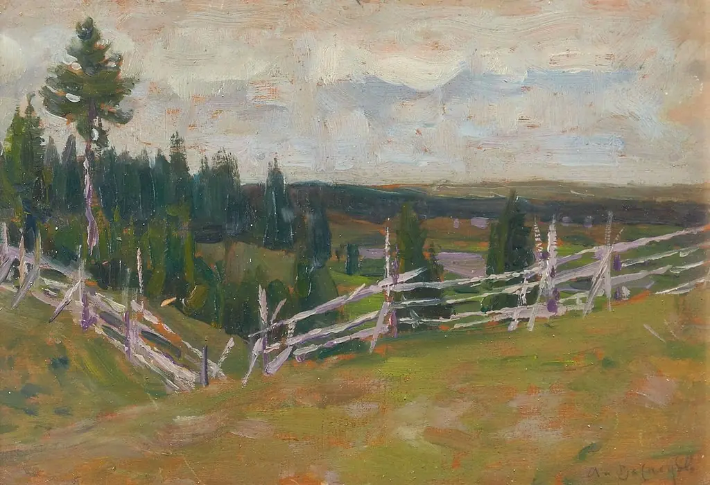 Mukhino village, by Apollinary Vasnetsov, oil, 1900