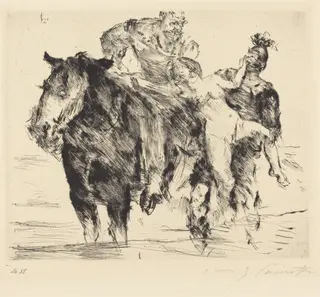 Frauenräuber (Rape), by Lovis Corinth, ink, 1920