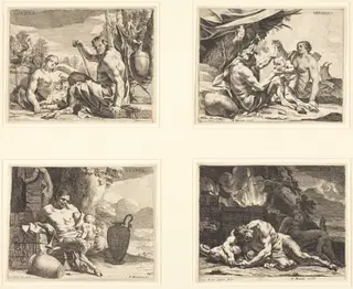 The Four Times of Day, by Charles Le Brun, ink, 1640