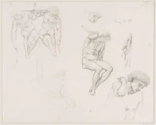 Figure studies and a head fot the mosaic decoration of the dome of St. Paul's Cathedral, by Edward John, Sir Poynter, 10