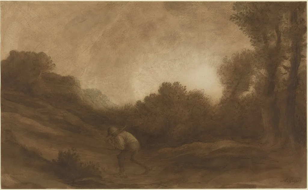 Landscape, Evening, by Alphonse Legros, ink, 1874