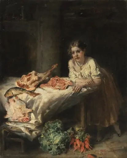 The Bourgeois' Kitchen, by Octave Tassaert, unspecified, 1854