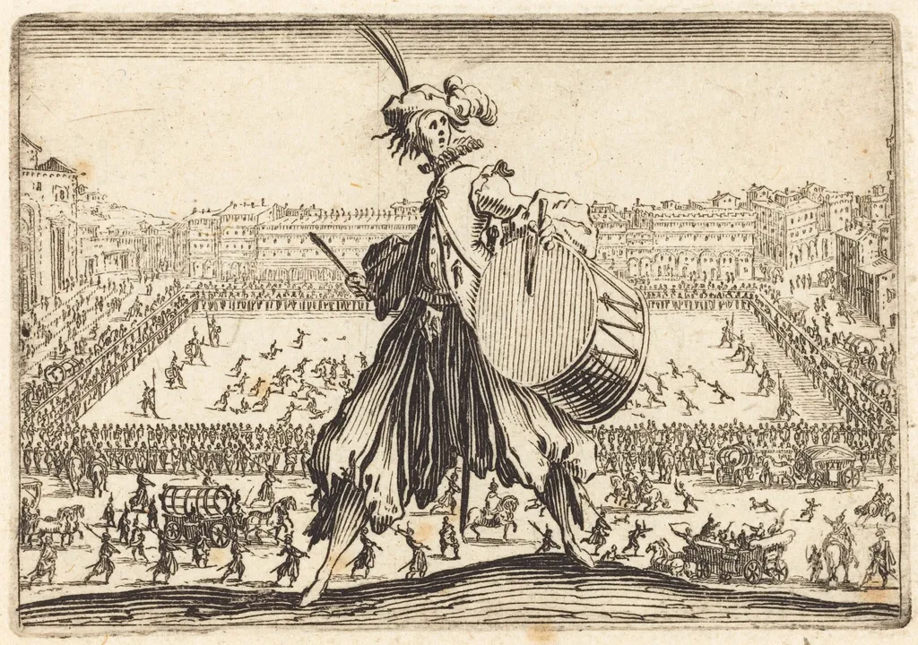 Piazza Santa Croce, Florence, by Jacques Callot, ink, 1622