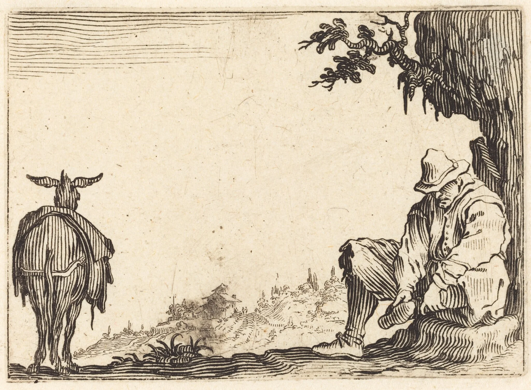 Peasant Removing His Shoe, detail