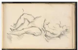 Study of the Allegorical Figure of the Genius of Health from Rubens' "The Birth of Louis XIII at Fontainbleau", by Paul Cézanne, graphite, 1896