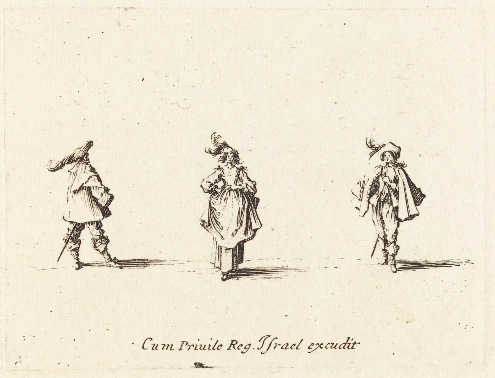 Lady with Plumes, and Two Gentlemen, detail