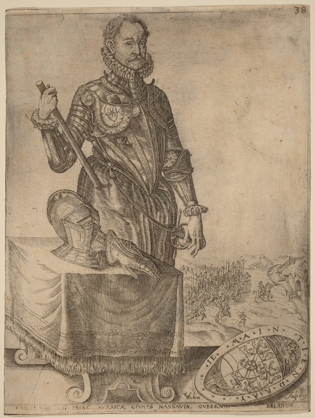 William of Nassau, Prince of Orange, by Christoffel van Sichem I, ink, 1585