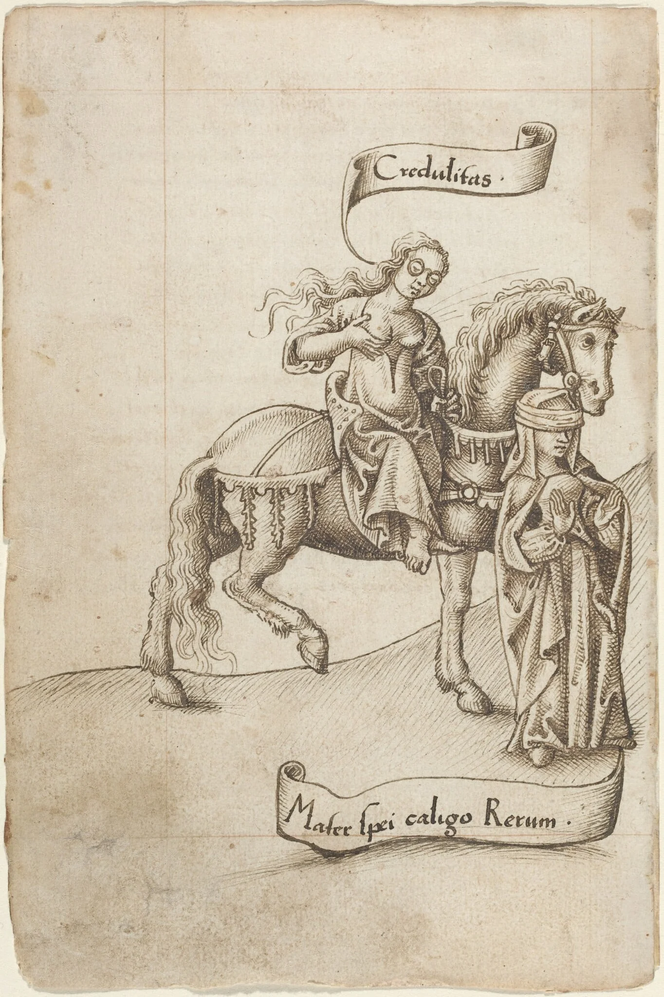 Credulity Preparing to Nurse the Mother of Hope [fol. 18 verso], detail