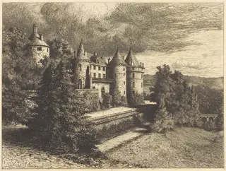 Château on a Rise, by Auguste Boulard, ink, 1877
