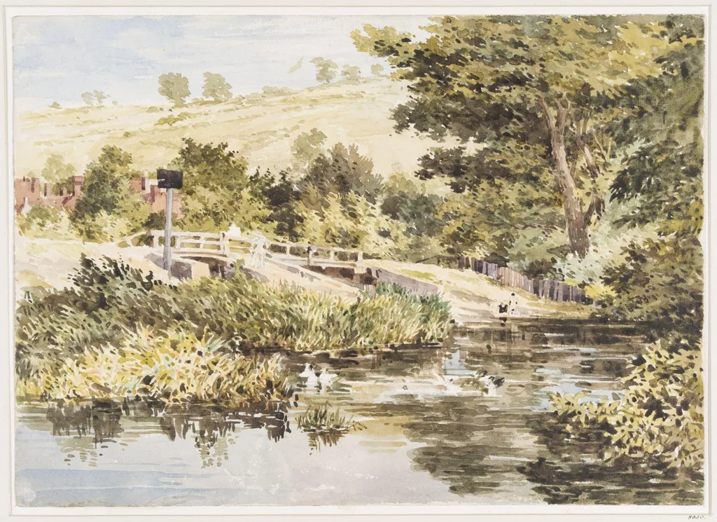 Mill Mead, Guildford, by Charles Claude Pyne, watercolor, 1850
