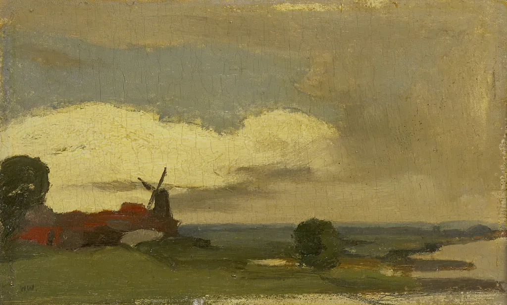 Landschap met de molen van Wijk bij Duurstede, by Willem Witsen, oil, 1904