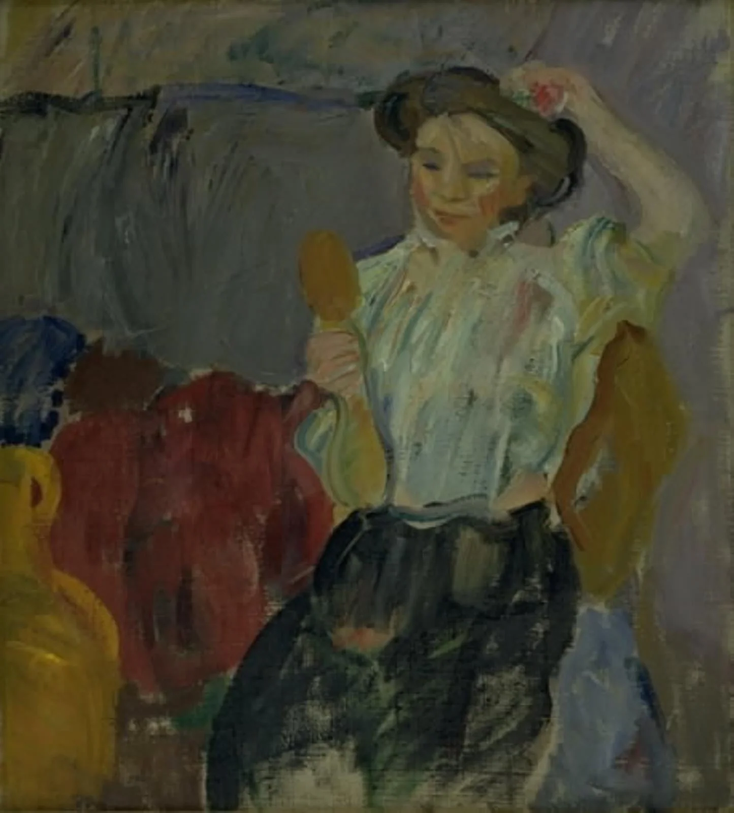 Lady with Hand Mirror, detail