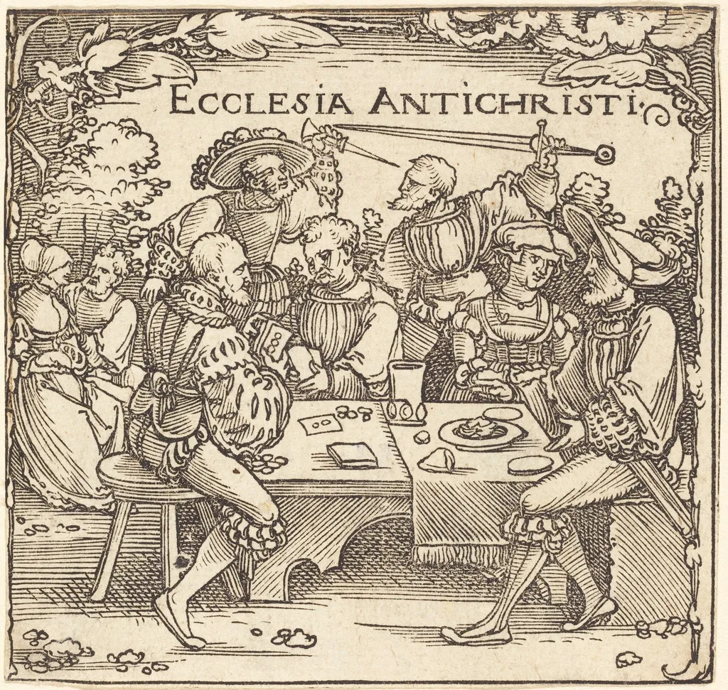 Ecclesia Antichristi, by Sebald Beham, ink, 1530