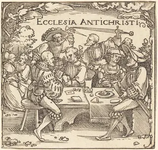 Ecclesia Antichristi, by Sebald Beham, ink, 1530